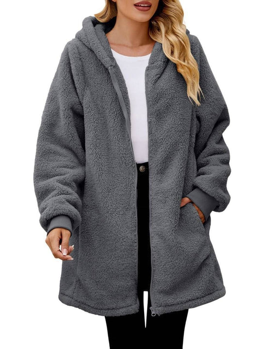 Damen Kuschelige Fleece-Jacke im Oversized-Stil EB