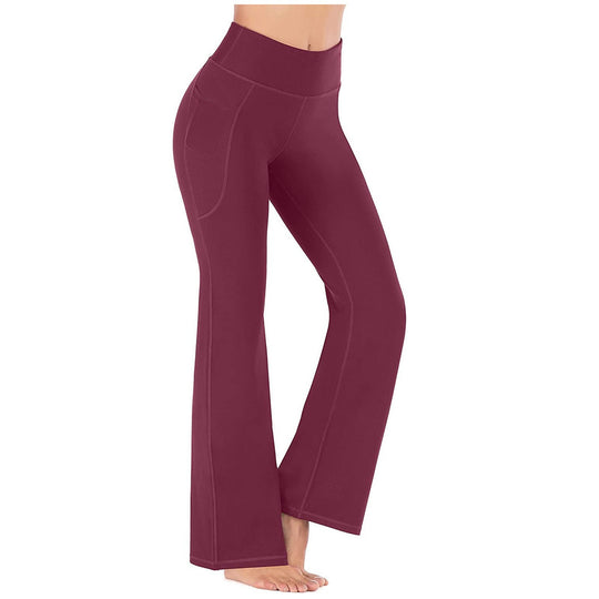 Damen Sportliche Bootcut-Leggings mit hohem Bund und Seitentaschen EB