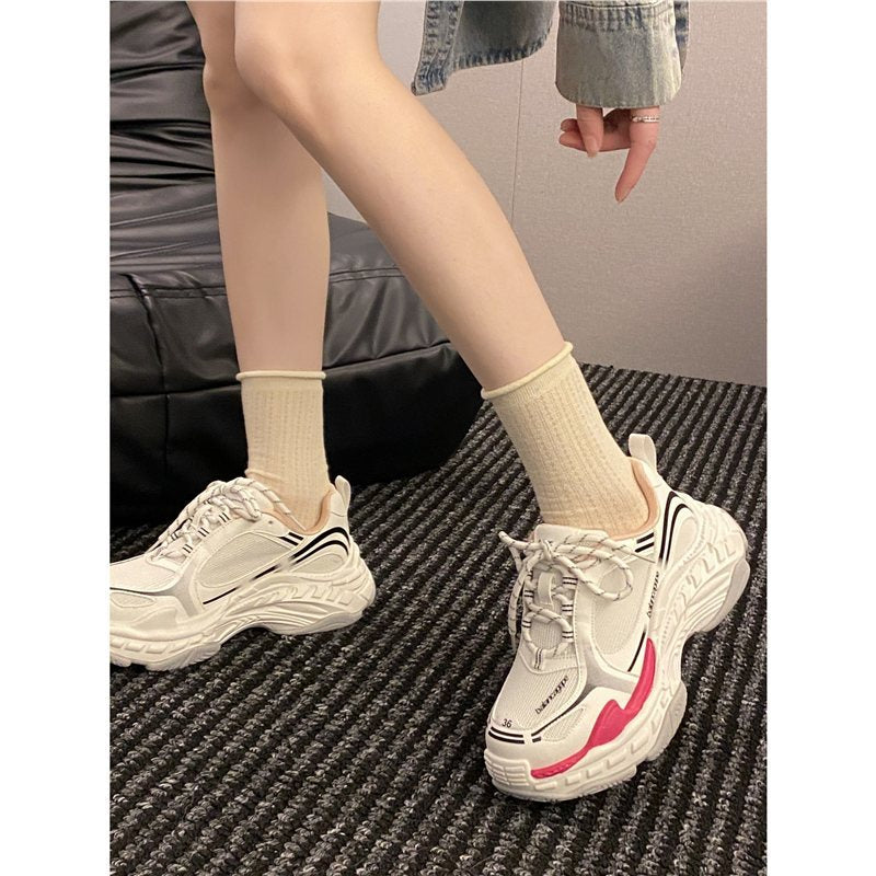 Damen sportliche Lauf Sneakers mit dickem Plateausohle EB