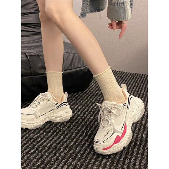 Damen sportliche Lauf Sneakers mit dickem Plateausohle EB