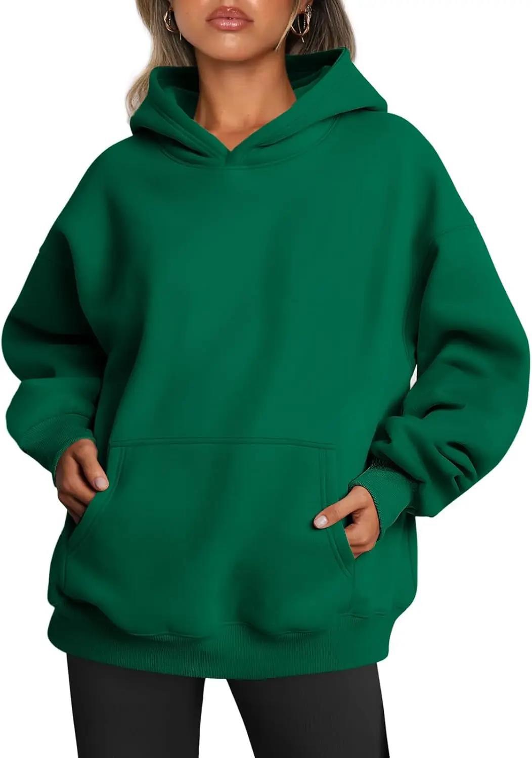 Damen nan oversized Kapuzenpullover mit verlängerter Silhouette und Kängurutasche EB