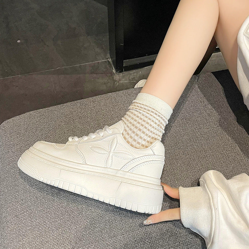 Damen sportliche Sneakers mit hohem Plateau-Heel und kunstleder Oberfläche EB