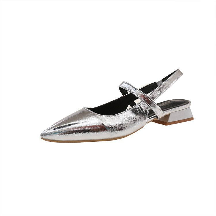 Damen elegante Slingback-Ballerinas aus glänzendem Material EB