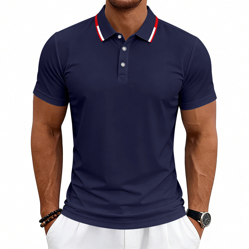 Herren nan tailliertes Kurzarm-Poloshirt mit Kontrastkragen aus atmungsaktivem Piqué EB