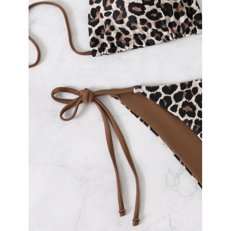 Damen Triangel-Bikini mit verspieltem Leopardenmuster EB