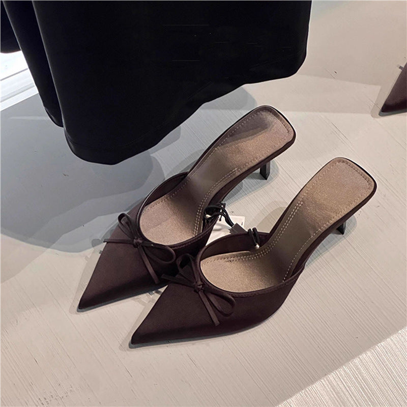 Damen Slingback High Heels mit zarter Schleifenverzierung EB