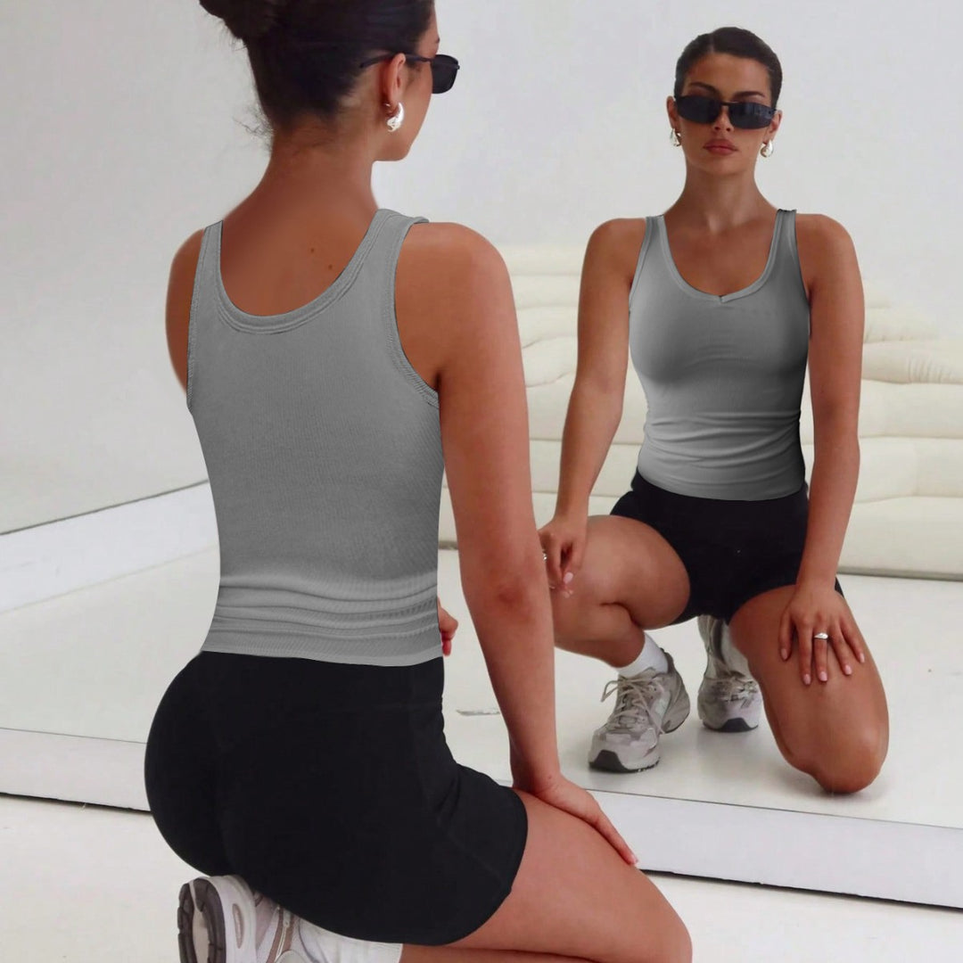 Damen figurbetontes V-Ausschnitt Tanktop Set EB