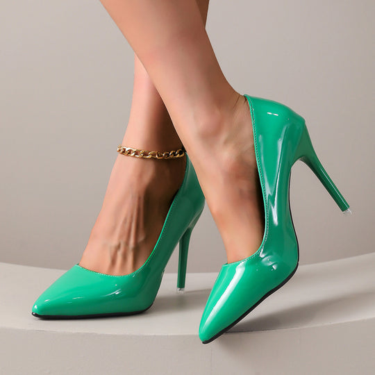 Damen stilvolle High Heels mit glänzendem Obermaterial und elegantem Schnitt EB