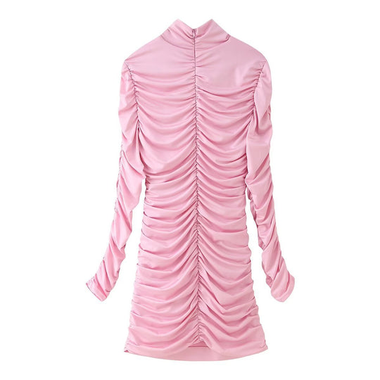 Damen elegantes Rüschenoberteil mit hohem Kragen EB