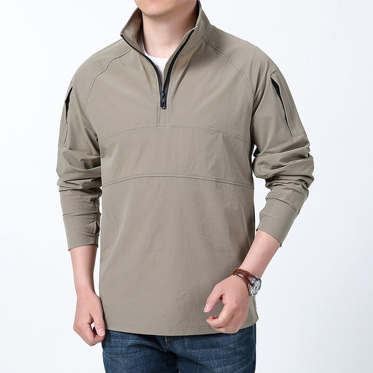 Herren nan Softshell-Pullover mit kurzem Reißverschluss, Ärmeltasche und Raglanärmeln EB