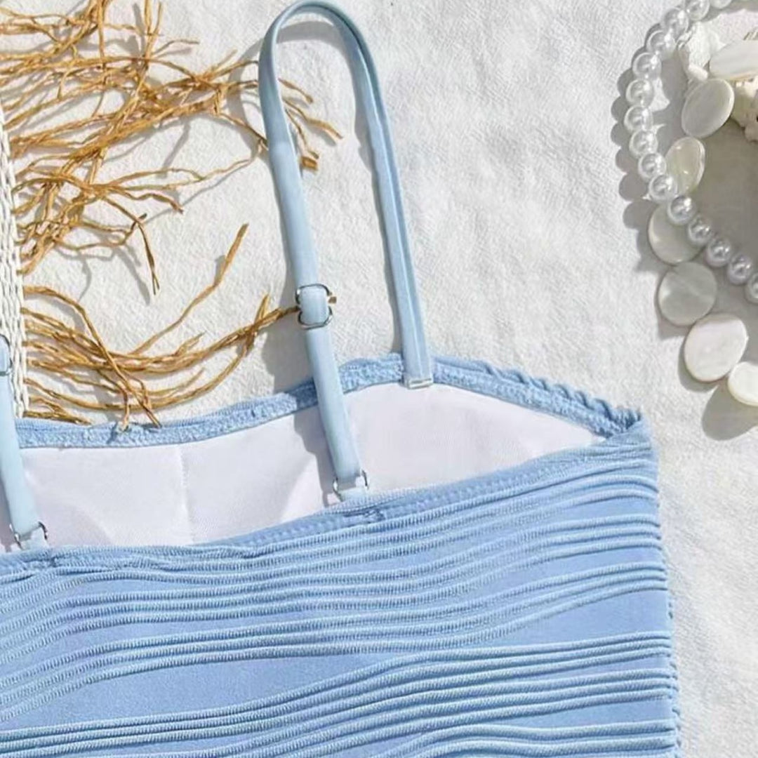 Damen Bikini-Set mit hoch taillierter Hose und modischem Rüschendesign EB