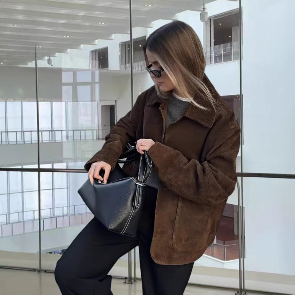 Damen Modische Jacke mit oversized Schnitt und lässigen Taschen EB