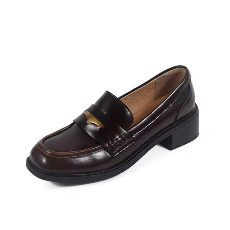Damen Mokassins mit eleganter Schnallenverzierung und komfortablem Blockabsatz EB