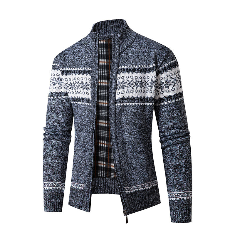 Herren Strickjacke mit hohem Kragen und modernem Zipper EB