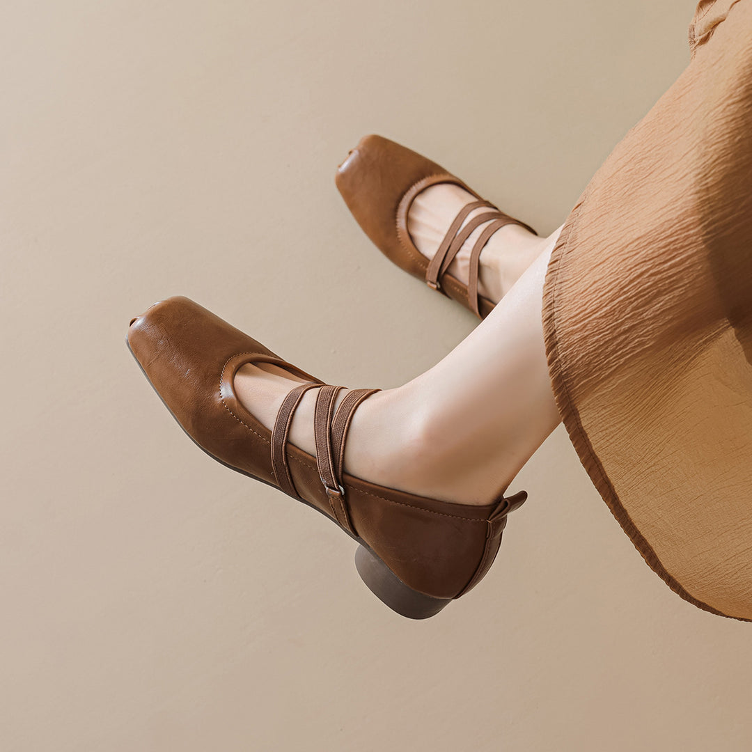 Damen Ballerinas mit modischen Riemen und komfortablem Fußbett EB