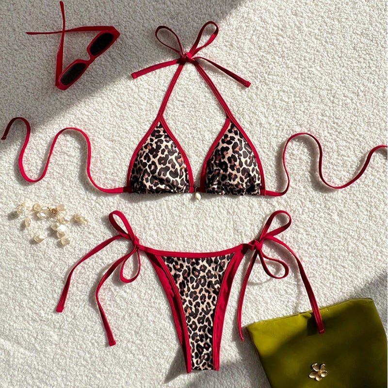 Damen Triangel-Bikini mit trendigem Animal-Print und verstellbaren Trägern EB