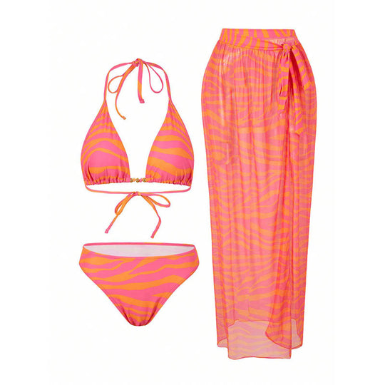 Damen Bikiniset mit transparentem Strandrock EB