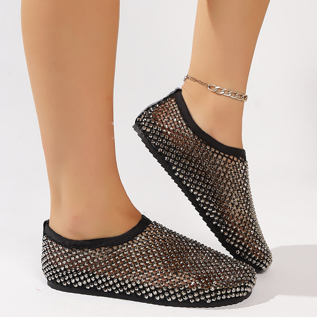 Damen modische Slide-Sandalen mit funkelndem Strassdesign EB