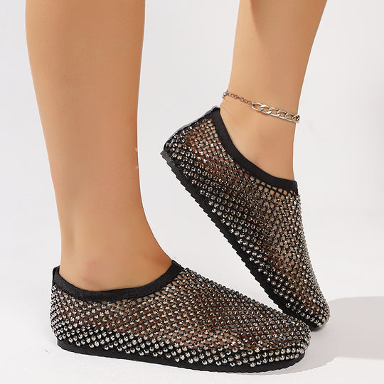 Damen modische Slide-Sandalen mit funkelndem Strassdesign EB