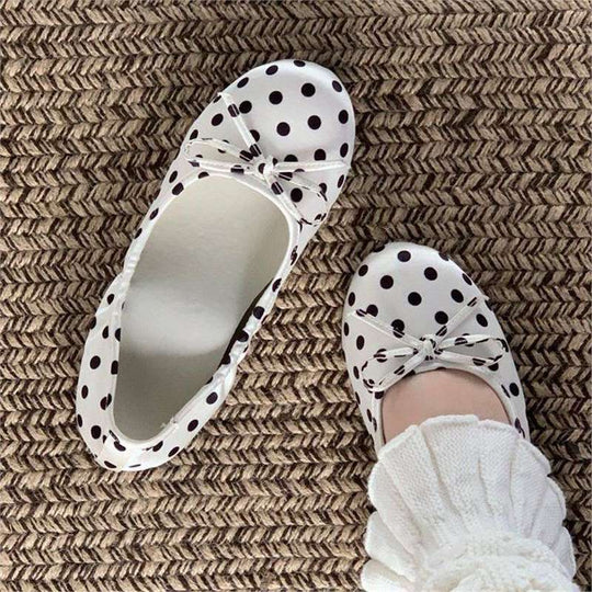 Damen Ballerinas mit punktiertem Design und zierlicher Schleifenapplikation EB