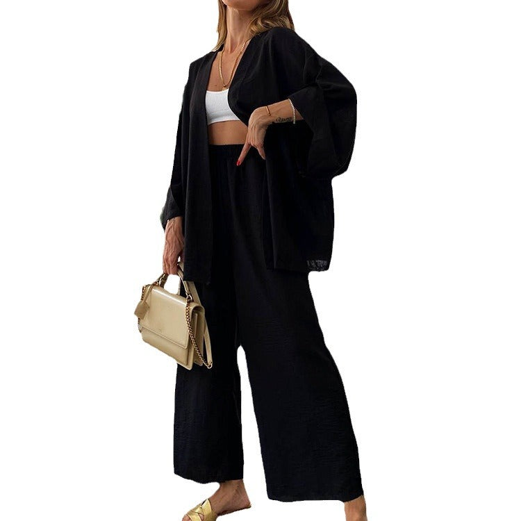Damen lässiges 2-in-1 Set aus Hoody und weitem Hosen EB