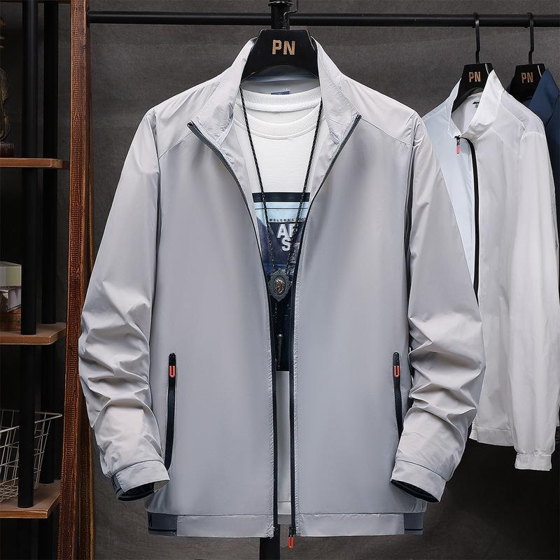 Herren leichte wasserabweisende Übergangsjacke mit praktischen Reißverschluss-Taschen EB