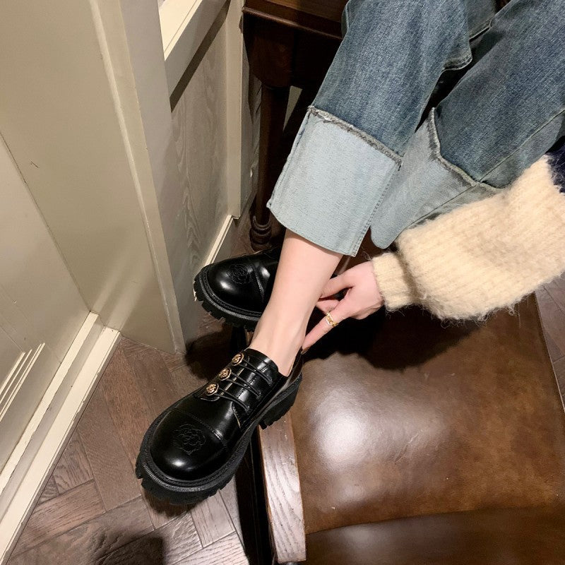 Damen komfortable Schnürschuhe aus hochwertigem Kunstleder mit eleganter Schnallenverzierung EB