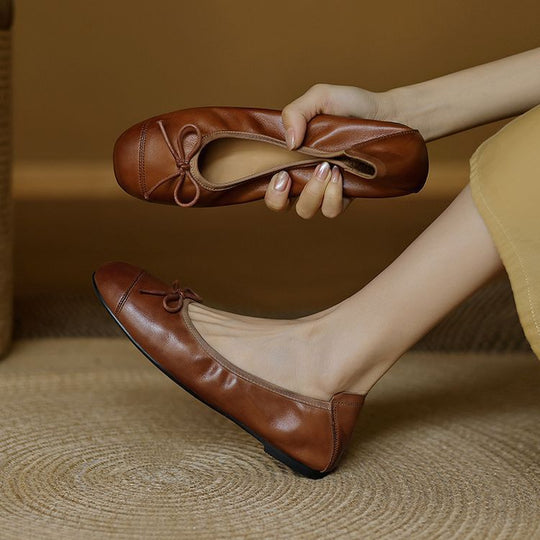 Damen Ballerinas mit elegantem Schleifenakzent aus hochwertigem Leder EB
