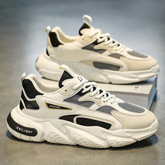 Herren modische Chunky-Sneaker mit verstärkten Overlays, atmungsaktiver Meshkonstruktion und gedämpfter EVA-Plateausohle EB