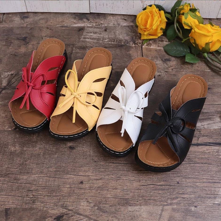 Damen Komfortable Riemchensandalen mit dekorativem Schleifen-Design EB
