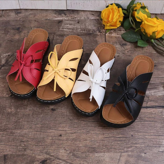 Damen Komfortable Riemchensandalen mit dekorativem Schleifen-Design EB