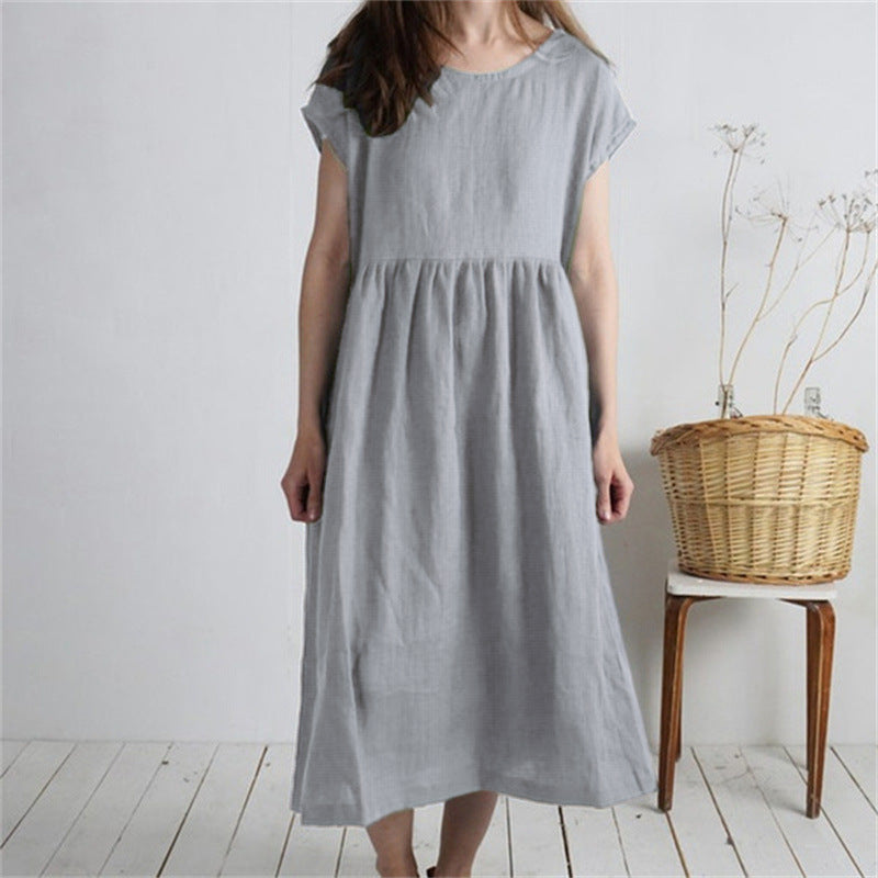 Damen Langmaxikleid aus atmungsaktivem Leinenstoff mit lockerer Passform EB