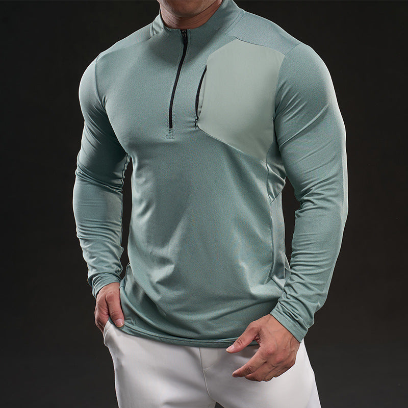 Herren Atmungsaktives Funktions-Langarmshirt mit kurzem Reißverschluss und Slim‑Fit EB