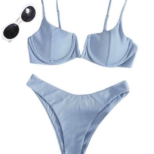 Damen Bügel-Bikini mit streifenförmigem Design EB