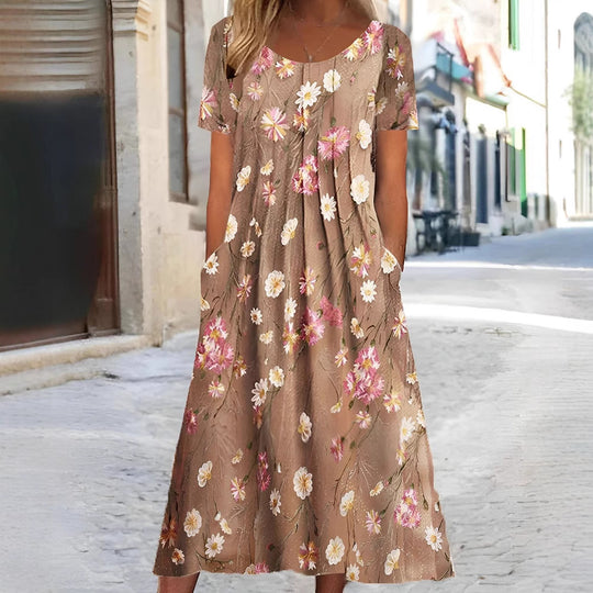 Damen Maxikleid mit floralem Design und praktischen Taschen Heidi-Mode