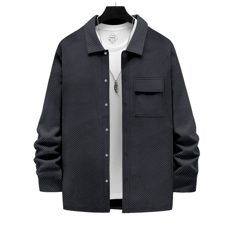 Herren modische Overshirt-Jacke mit strukturierter Oberfläche und praktischer Brusttasche EB