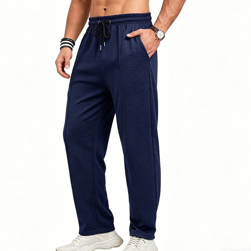 Herren Texturierte Relax-Fit Jogginghose mit Bügelfalte und Kordelzug EB