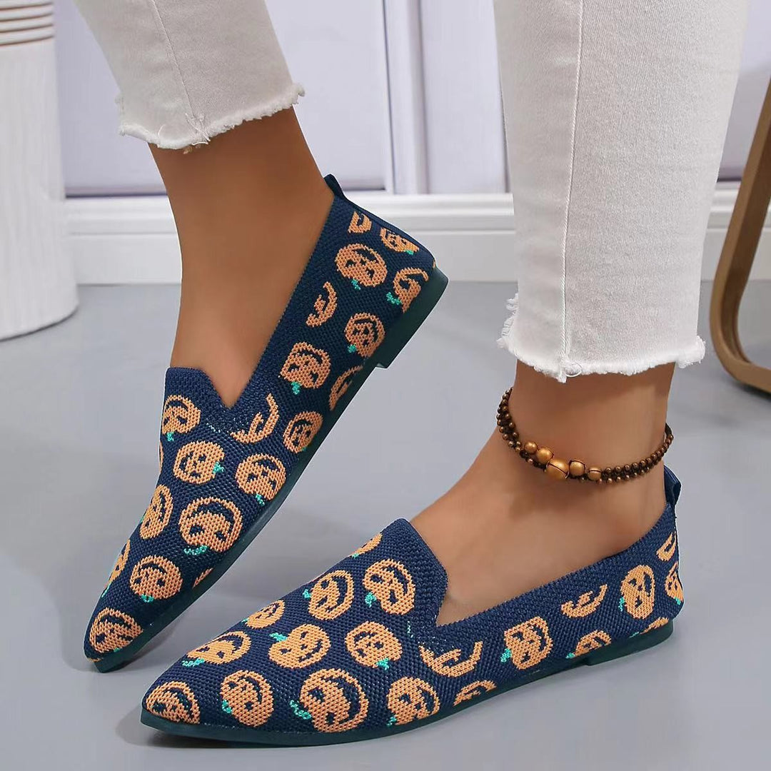 Damen modische Slipper mit Halloween-Motiv und elastischem Obermaterial EB