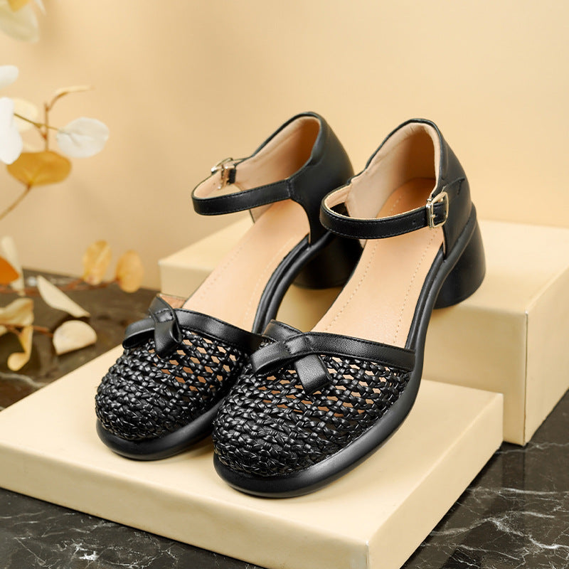 Damen Ballerinas mit elegantem Riemchen und modischem Flecht-Design EB