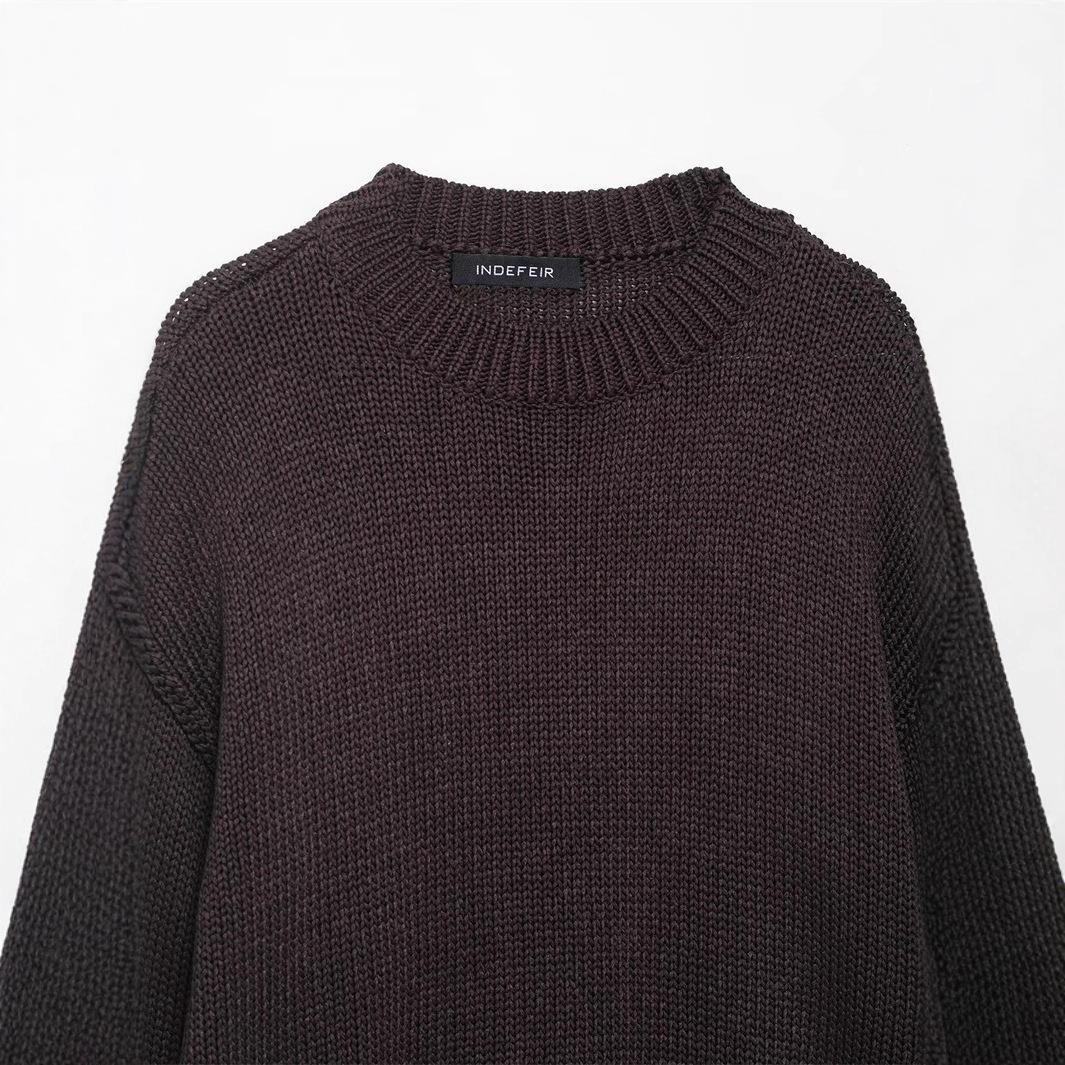 Damen lässiger Strickpullover mit weitem Schnitt und Oversized-Style EB