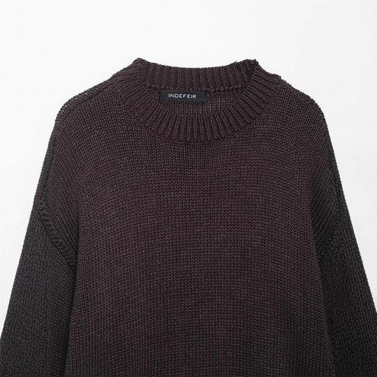 Damen lässiger Strickpullover mit weitem Schnitt und Oversized-Style EB