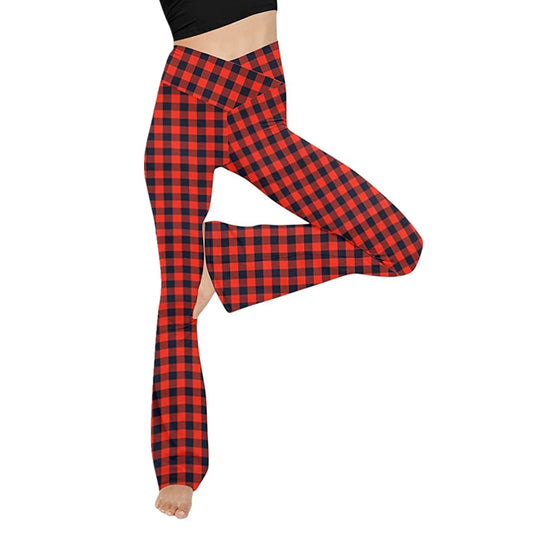 Damen nan taillenhohe Yogahose mit überkreuztem Bund und ausgestelltem Saum mit Schlitz EB