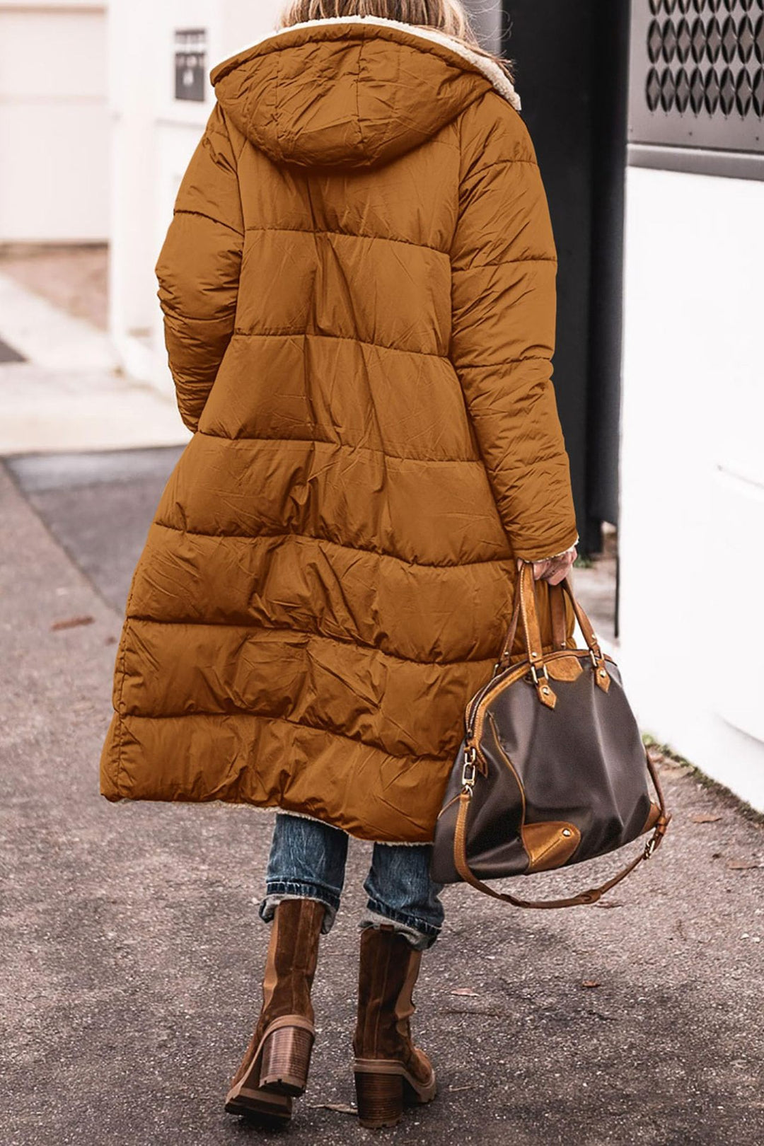 Damen lange, gefütterte Winterjacke mit Fleece-Futter EB