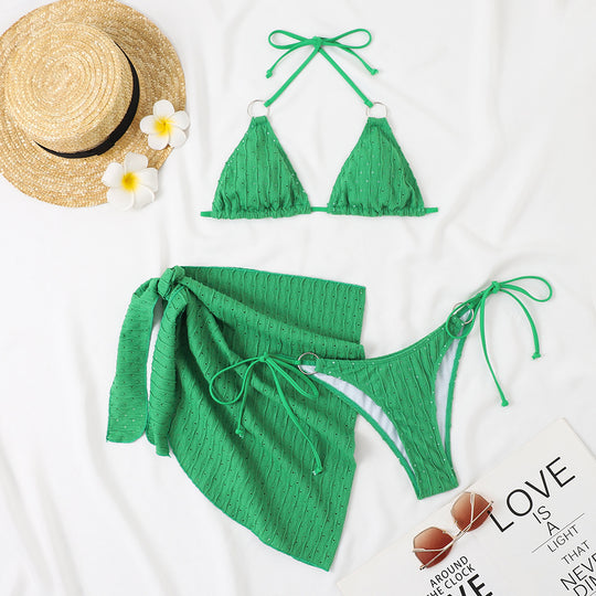 Damen Triangel Bikini-Set mit schickem Wickelrock EB