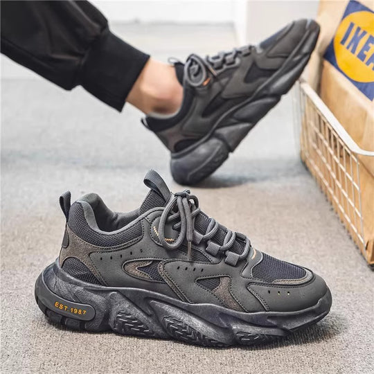 Herren stylische Chunky-Sneaker mit Wildlederoptik und atmungsaktivem Mesh-Obermaterial EB