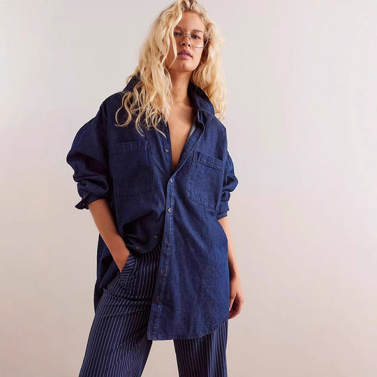 Damen Oversized Denim Hemd EB