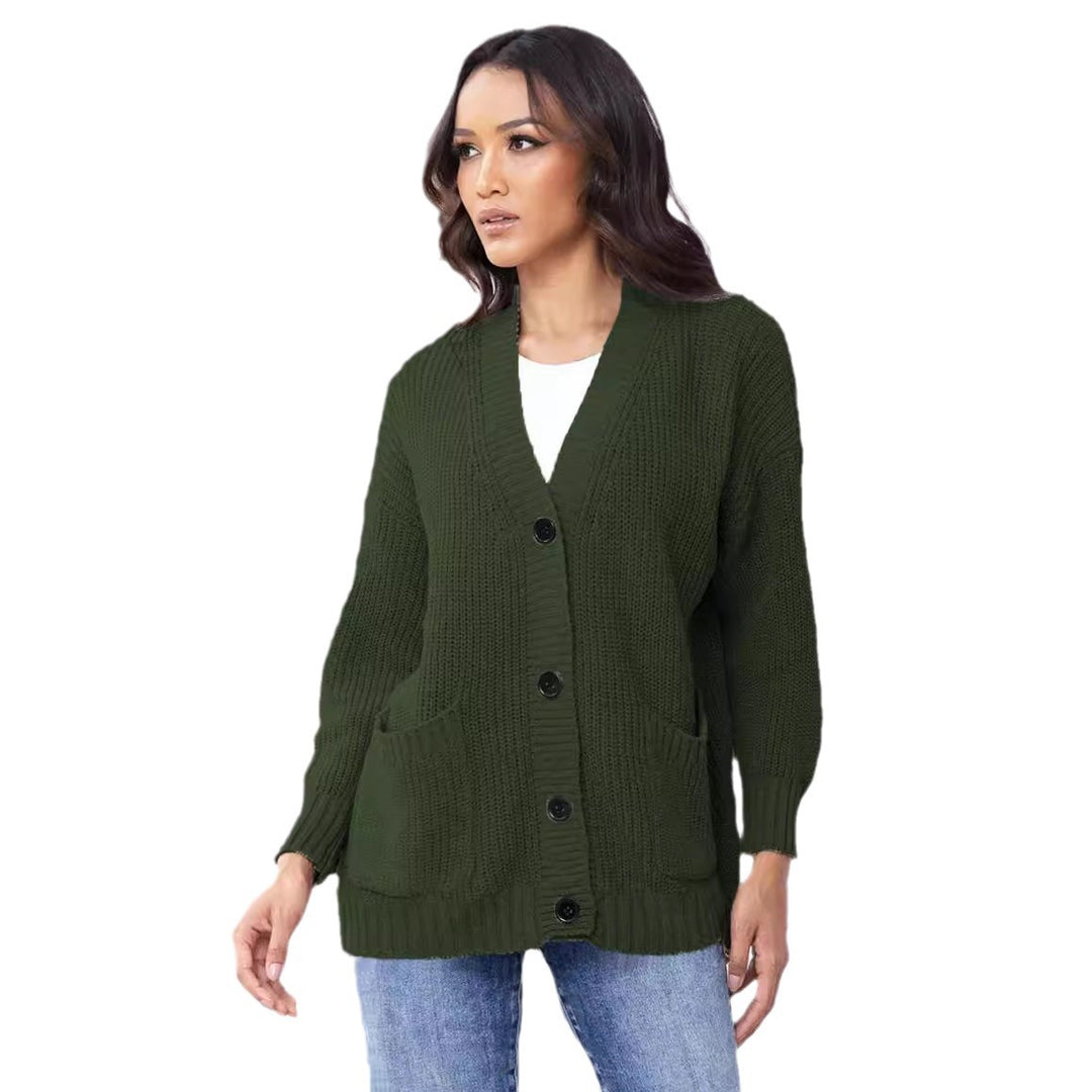 Damen Grobstrick-Cardigan mit praktischen Taschen und klassischem Knopfverschluss EB