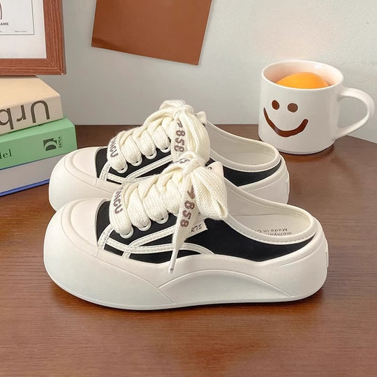 Damen Sportliche Plateausneaker mit elastischen Schnürsenkeln und luftigem Obermaterial EB