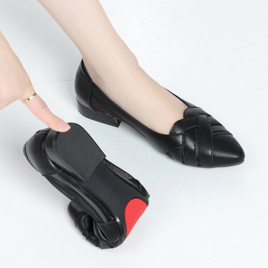 Damen Elegante Ballerinas mit modischem Faltendesign und komfortablem Blockabsatz EB