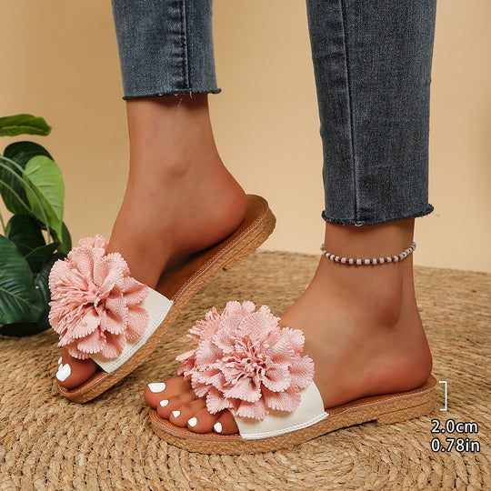 Damen Pantoletten mit dekorativen Blumendetails EB